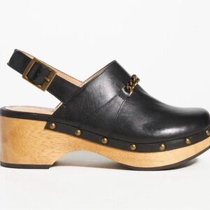 Anthropologie Silent D GEORGIA Black Leather Slingback Mules